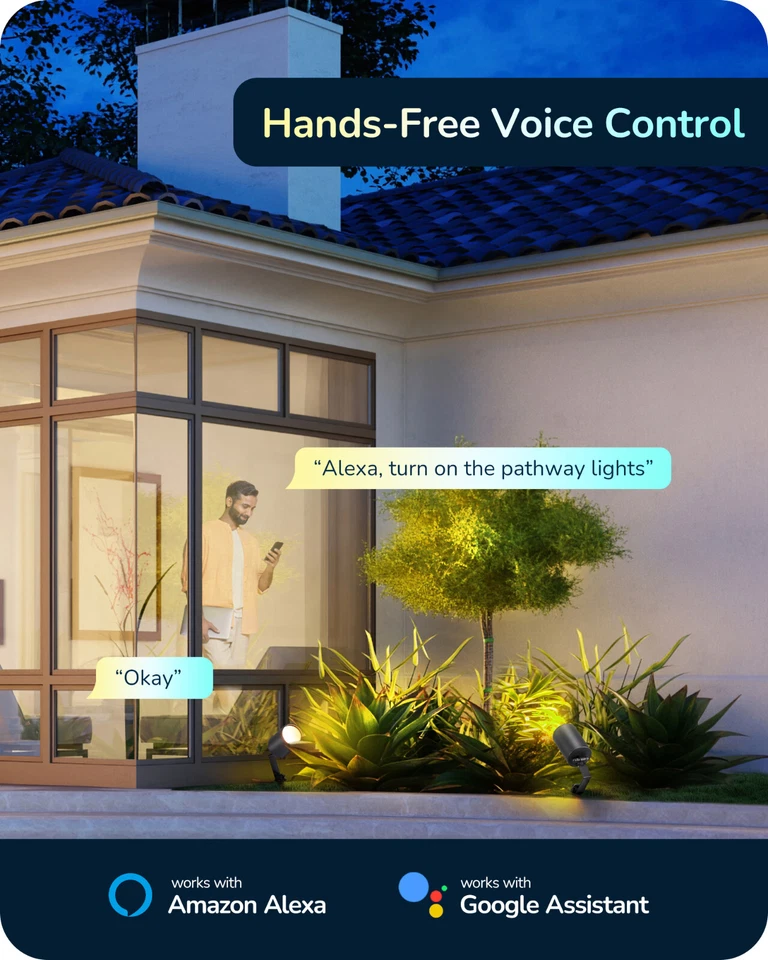 EDISHINE 4 Pack Smart RGBW Low Voltage Pathway Lights,50FT 300LM 12V Warm White - Image 3 of 4