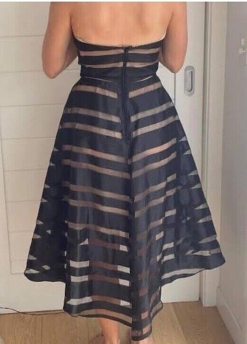 Mint Carla Zampatti Black Organza Striped pockets Hi/lo Dress Gown 6- Fit 8 Too - Picture 4 of 19
