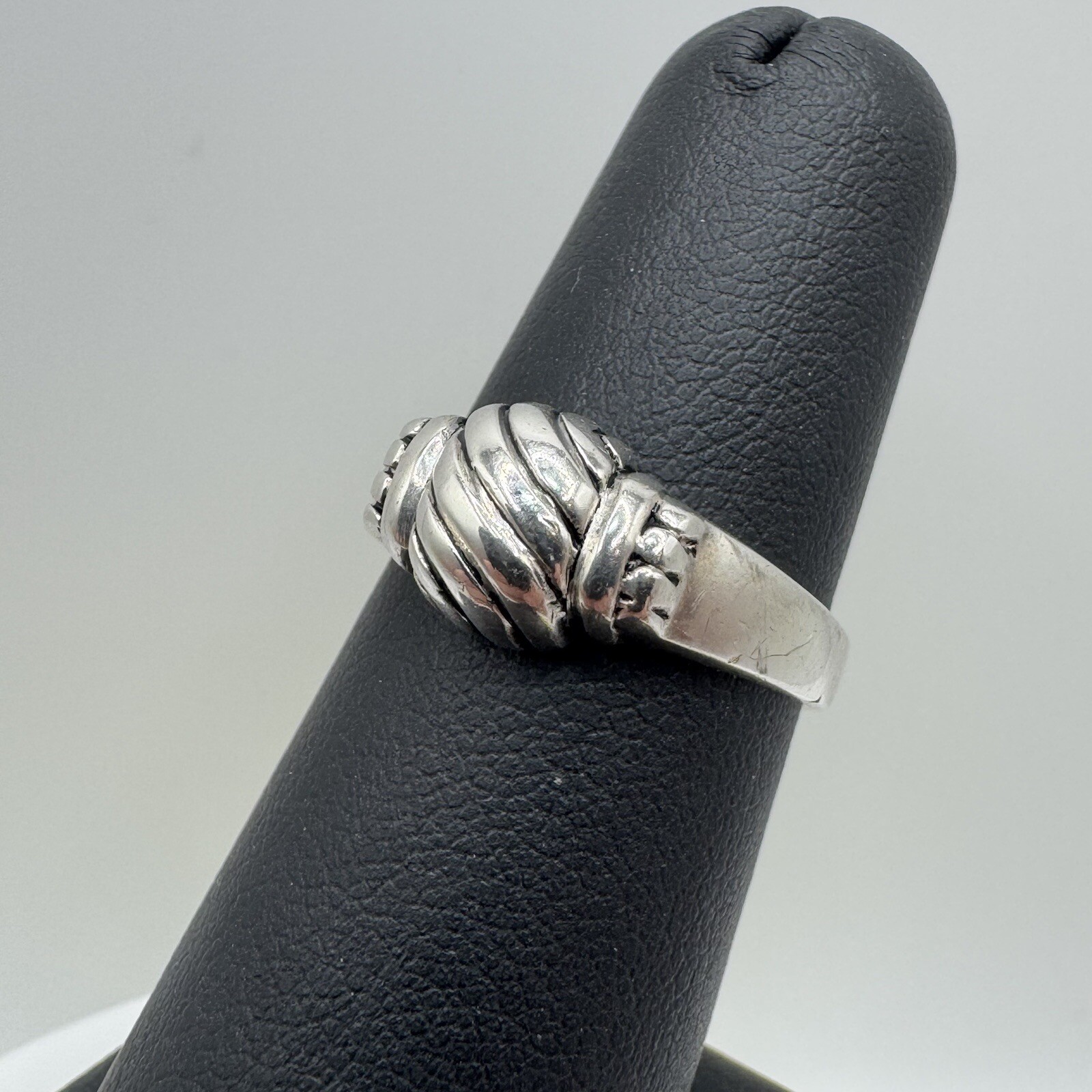 Sterling Silver Ring Dome Dimensional Design 925 … - image 3