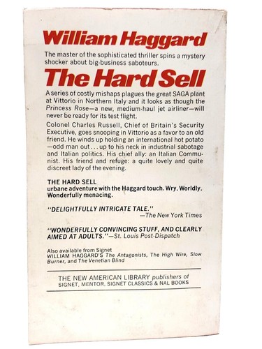 The Hard Sell by William Haggard Vintage 1967 Pulp Fiction Suspense Paperback - Imagen 2 de 9