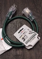 3ft Indoor Outdoor Lighted Extension Power Cord Cable 3 Wire Grounded - SJTW