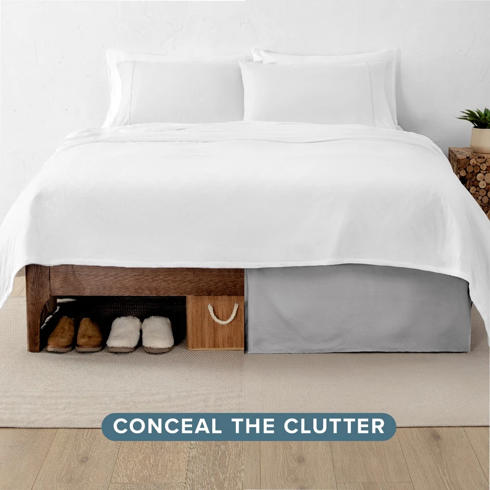 Falda de cama doble cepillada Bare Home: plisada, fácil ajuste, 15" de profundidad Foto 3 de 4