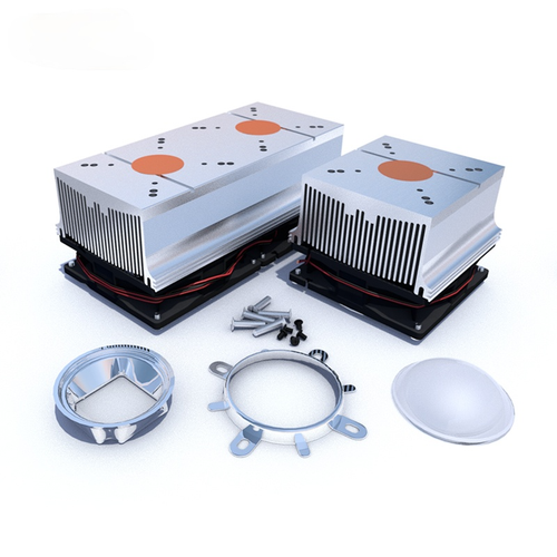 100W LED Aluminium Kühlkörper Lüfter + 60° 90° 120°44mm Objektiv + Reflektorhalterung - Bild 1 von 12
