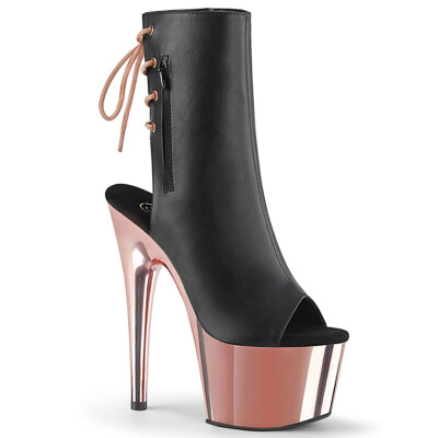 Pleaser Adore Stiefelette Schuhe Stiefel High Heels Schwarz/Rose Pole Dance 1018