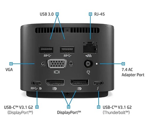 NEW Genuine HP USB-C Dock Station for Spectre X360 Touch Screen 14" 16" Laptop - Picture 2 of 11