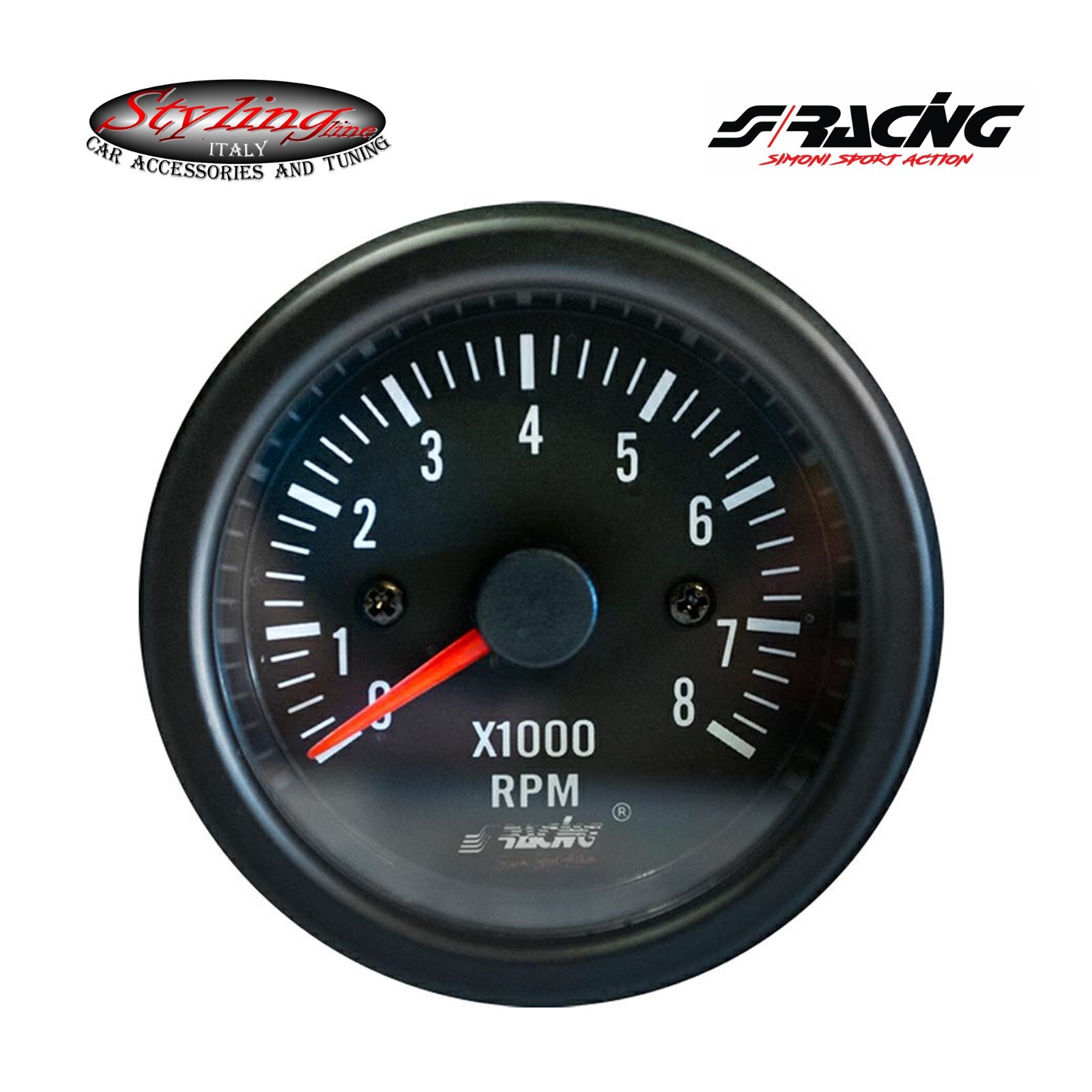 Contagiri Simoni Racing 0-1000 RPM per 2-3-4-5-6-8 Cilindri 52mm 12V Nero TM/B