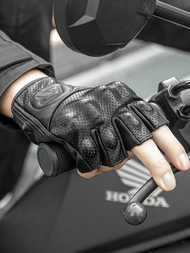 RockBros Motorcycle Motorbike Leather Half-finger Gloves MTB Cycling Fingerless - Picture 9 of 9