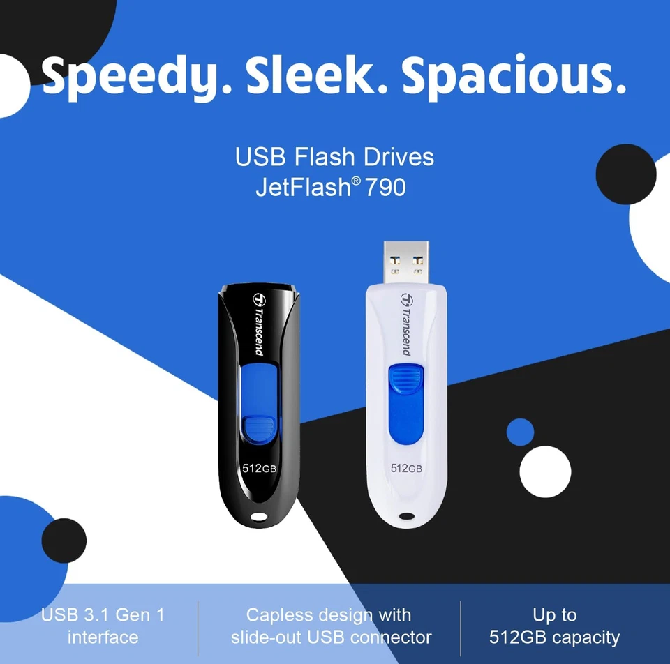 Transcend 32GB JetFlash 790 USB 3.1 Gen 1 Flash Drive, TS32GJF790K with Lanyard - Bild 3 von 4