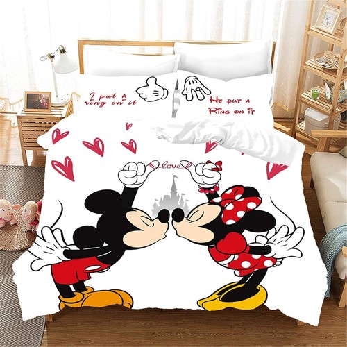MICKEY Print Bedding Set 2/3 PCS Quilt Duvet Cover Dorm Single Double King Size - Picture 4 of 20