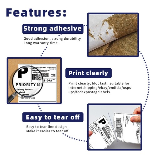 4"x6" Fanfold Direct Thermal Shipping Labels for Zebra and Rollo Printers - Picture 3 of 9
