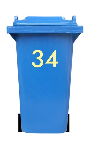 Wheelie Mülleimer Nummer Aufkleber groß schwarz 16 Farben Klebeaufkleber Haus Staub maßgeschneidert - Bild 3 von 37