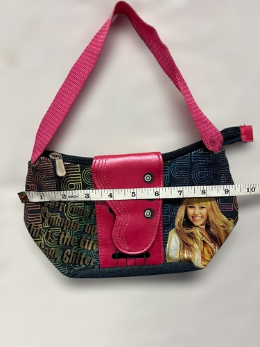 Disney Hannah Montana Small Denim And Pink Zipper Shoulder Bag Purse Guitar - Picture 8 of 14