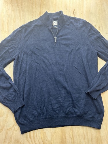 JWN Pullover Herren XL marine Kaschmir 1/4 Zip Pulli Rippkragen weich warm