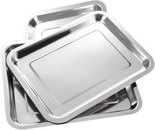 Stainless Steel Tray - 3 Pack Stainless Steel Dental Lab Tray 13.5'' X 10'' Fla