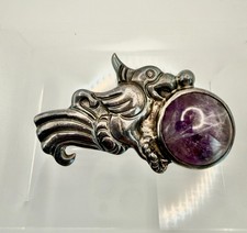 Vintage William Spratling Silver Bird Pendant with Amethyst
