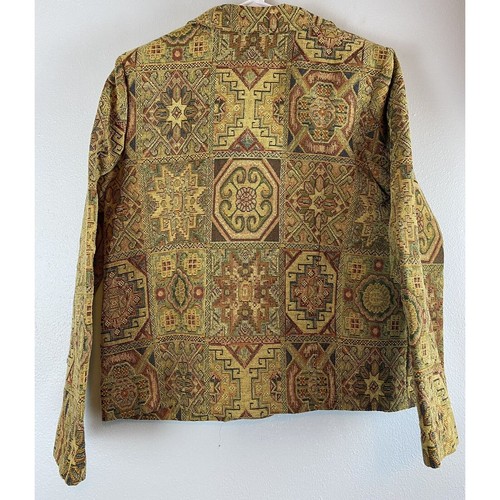 Vintage Appleseed Sz M? Gold Multi Tapestry Button Front Notch Collar Blazer - Picture 5 of 11