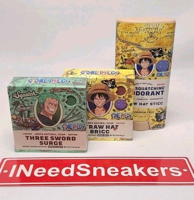 3 PACK Dr Squatch One Piece Pirates Treasure Straw Hat Soap Zoro