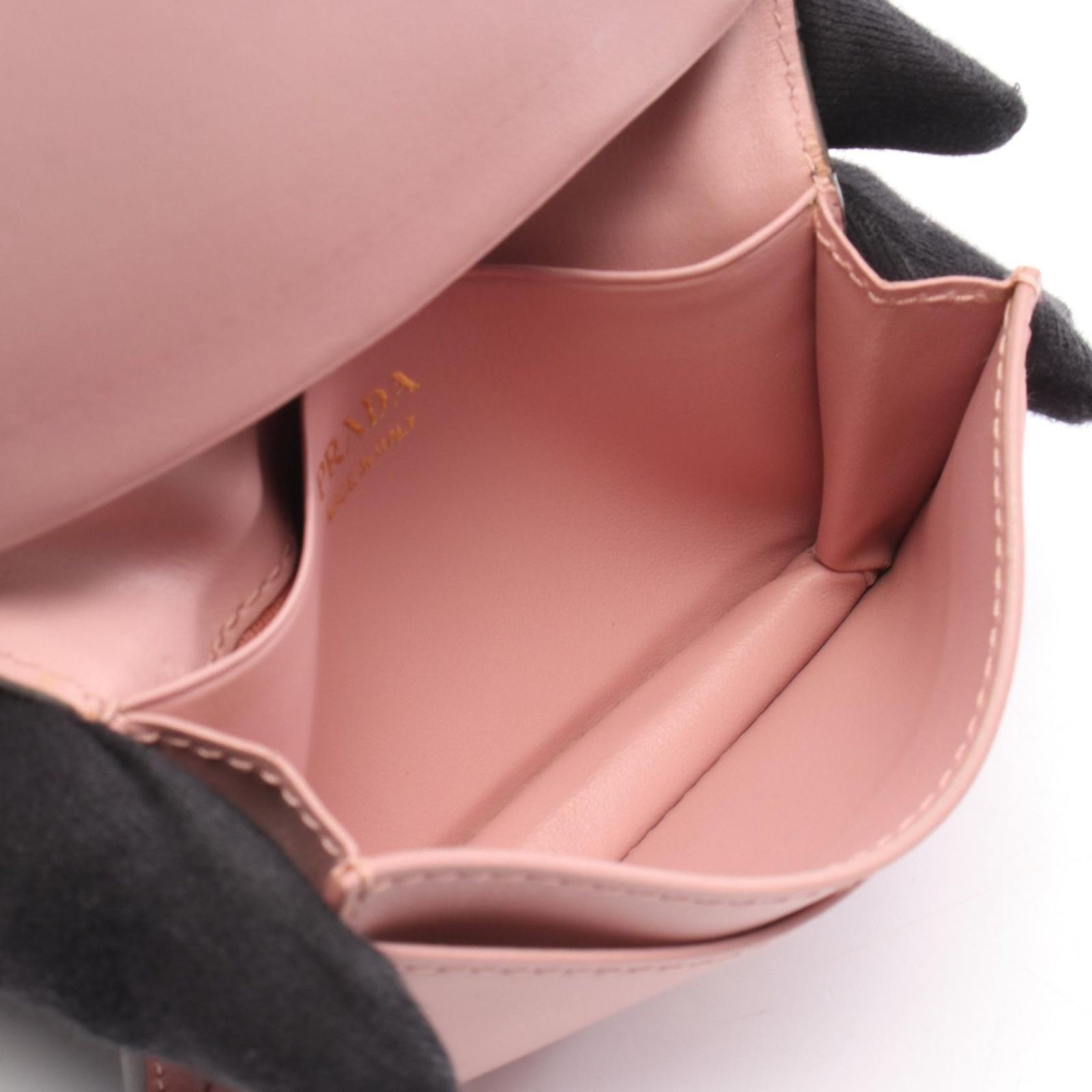 Prada Saffiano Card Case Greige Pink Leather Unisex Accessories thumbnail 3