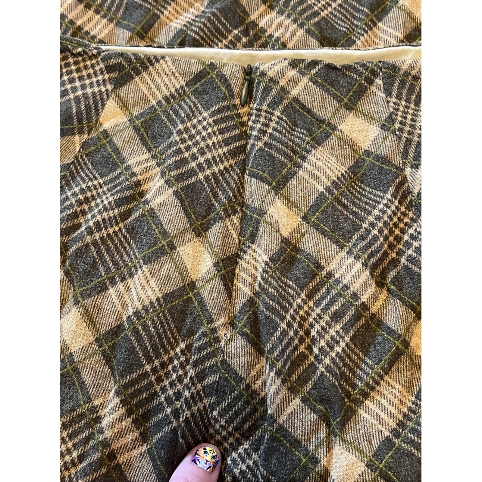 Zara Basic Fall Winter Brown Plaid Viscose Midi S… - image 11