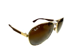 RAY-BAN Polarized Brown Gradient Aviator Sunglasses RB3549 001/T5 58