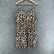 SheIn Mini Dress Women XL Beige Animal Print Short V-Neck Sleeveless Casual