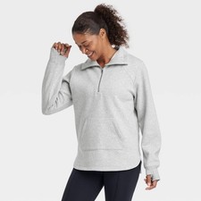 All In Motion Womens Core Fleece 1/2 Zip Pullover Heather Gray Small NWT