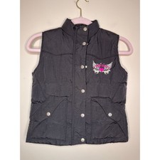 2000s Y2K Shyanne Horses Equestrian Riding Hearts Wings Quilted Snap Vest Kids M