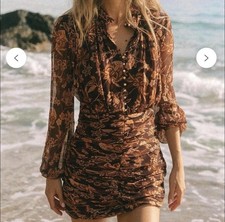 Shona Joy NWT Floral Chocolate Button Up Mini Dress, Angelita, Size 2