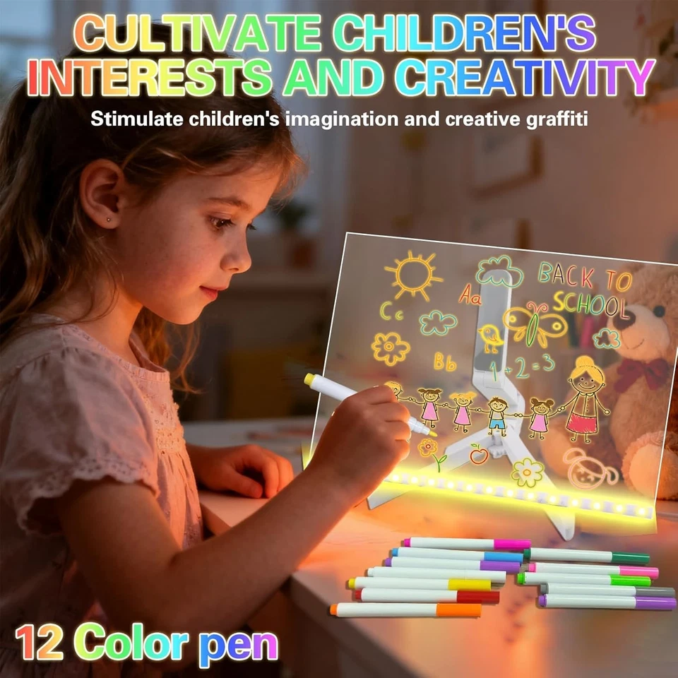 Lavagna Luminosa LED Cancellabile 30x20cm – Lavagnetta Acrilica Trasparente con - Immagine 2 di 4