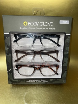 Body Glove Mens Readers Reading Glasses +1.50 Black Brown Fade