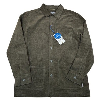 Larsson & Co Mens Med Corduroy Shacket Olive Green Button Front Chore Jacket NWT