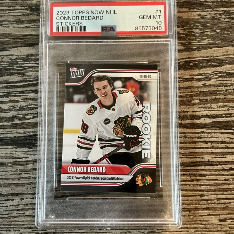 Topps 2023-24 Topps Now NHL Stickers Connor Bedard RC #1 PSA 10 /29357