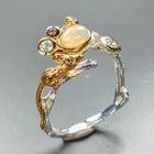 Jewelry gem Natural Opal Ring 925 Sterling Silver Size 8 /R472346