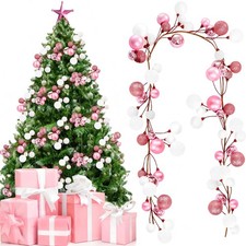 6 Ft Christmas Garland Ornaments Pink White Bauble Garland, Shatterproof Xmas...