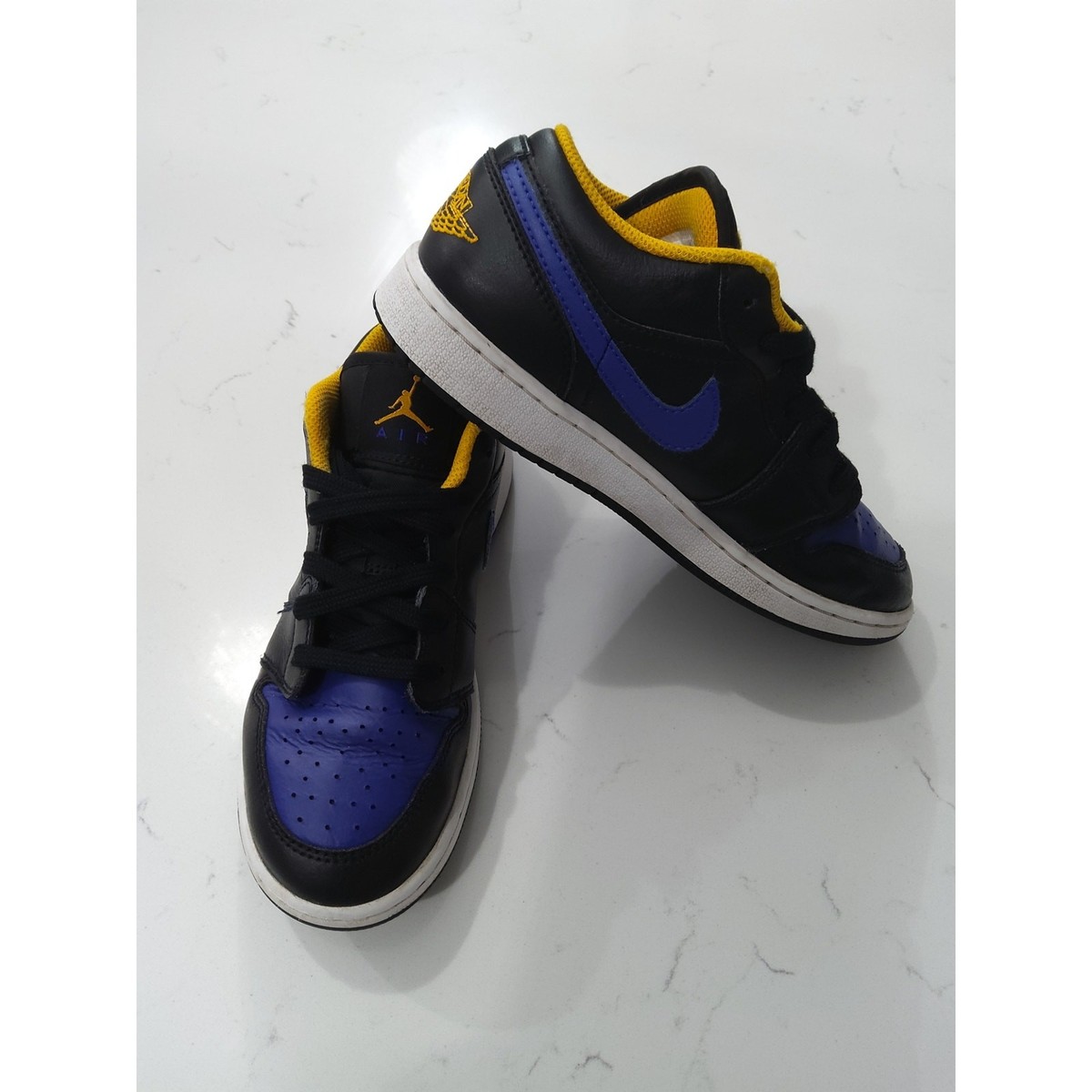 Nike Air Jordan 1 low black Lakers purp/ yellow SZ 4.5 Y/6W 