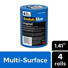 3M ScotchBlue Painters Tape 1.41in x 60yd Multi Surface 4 Rolls No Residue