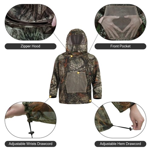 Mosquito Netting Suit Bug Net Mesh Clothing with Hood Outdoor Garden Hunting ... - Picture 3 of 9