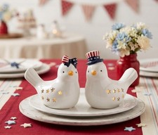 Patriotic Light Up Bird Figurine Stars and Stripes 4th of July Home Decor