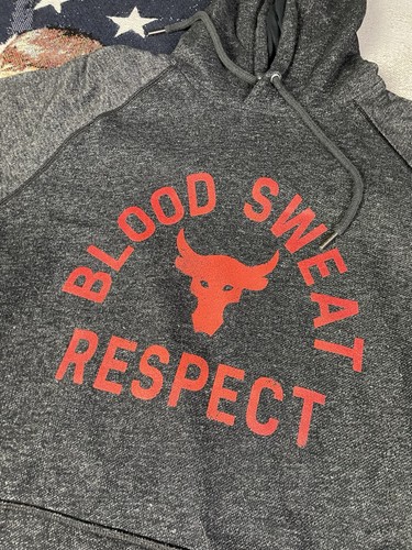 Under Armour Project Rock Hoodie Herren L Loose Blood Sweat Respect Kurzarm - Bild 2 von 9