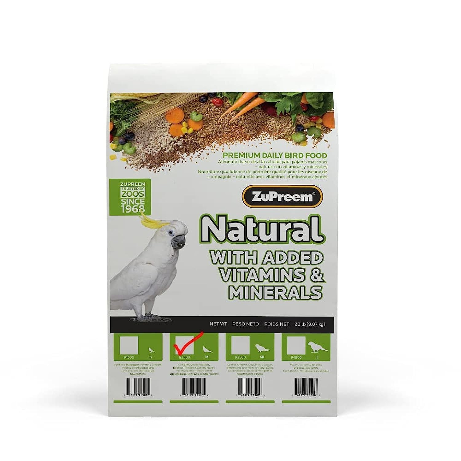 Zupreem Natural Medium Cockatiel 9Kg_