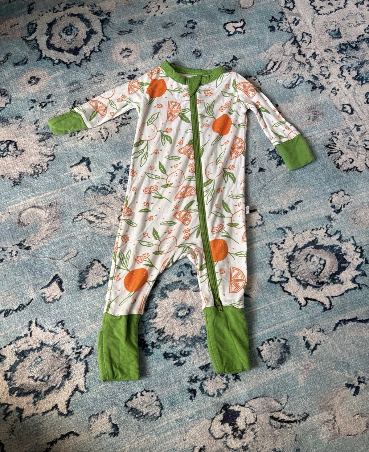 Coconut Pops Newborn Bamboo Zip Footless Sleeper Citrus Print