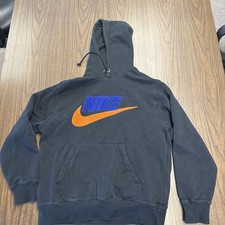 Nike Club Fleece Pullover Hoodie Mens Size Medium Black Orange Blue FN3104-010