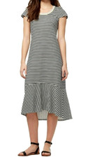 Ella Moss Dress M Short Sleeve Color Gardenia Striped 