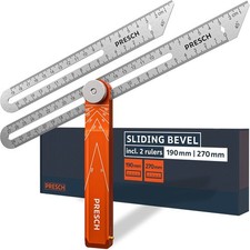 Sliding bevel - 19/27cm, Aluminium & Stainless Steel - Accurate Angle Measureme