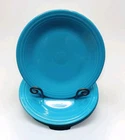 Vintage Set of 3 Fiestaware Peacock Blue Dinner Plates 10.5 Inch Retired Color