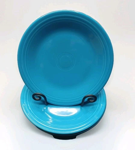 Vintage Set of 3 Fiestaware Peacock Blue Dinner Plates 10.5 Inch Retired Color