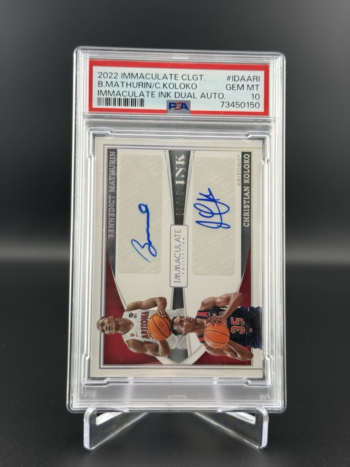 2022 Immaculate Col - Bennedict Mathurin Christian Koloko Auto /25 (RC) PSA 10 view 3