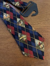 SCOTCH HOUSE Wool Tie Red/Multicolour Plaid ‘Golfers’   NEW