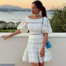 Zimmermann Bowie Dress Size 3 / 12 AU / 8 US Contour Hailspot Mini White