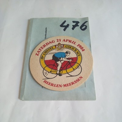 1 piece beer mat, bike race 21.4.1984, brewery Amstel, from collection no. 476